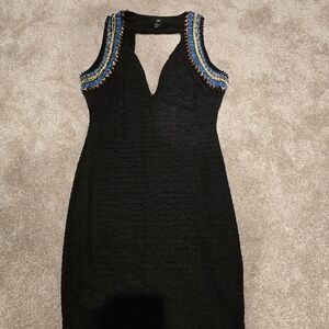 H&M Black Dress with Blue and Gold Details